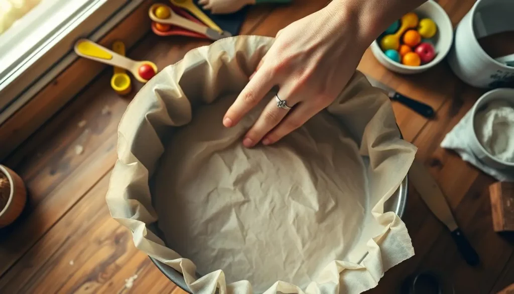 hand-apply-vegetable-oil-cake-pan-baking-parchment-artisan-kitchen